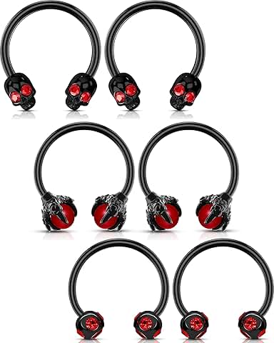 Six-piece stainless steel septum and cartilage jewelry set