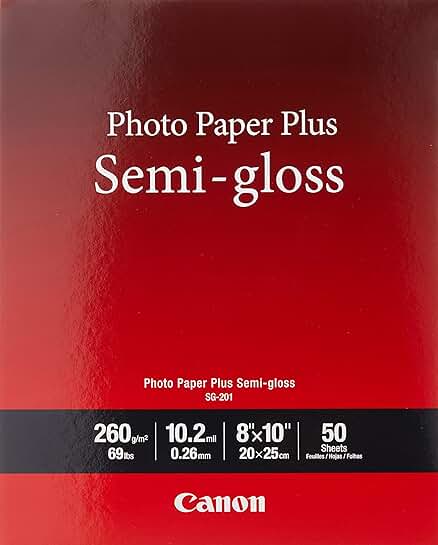 8x10 Semi-Gloss Photo Paper, 50 Sheets