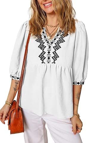 Casual V-Neck Short Sleeve Blouses for Women