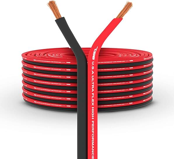 16-GA Ultra Flex Speaker Wire, 100 ft, Red and Black