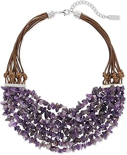 Multilayer Chip Stone Beads Necklace with Wax Rope for Women