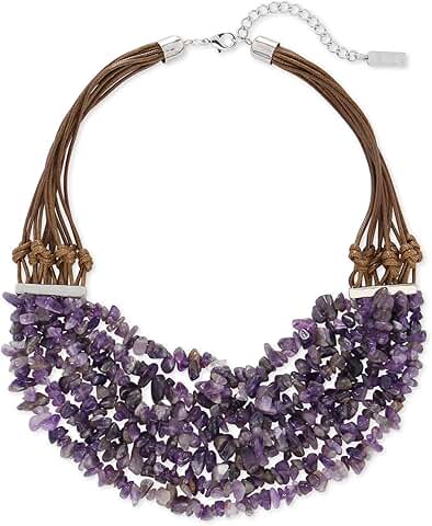 Multilayer Chip Stone Beads Necklace with Wax Rope for Women