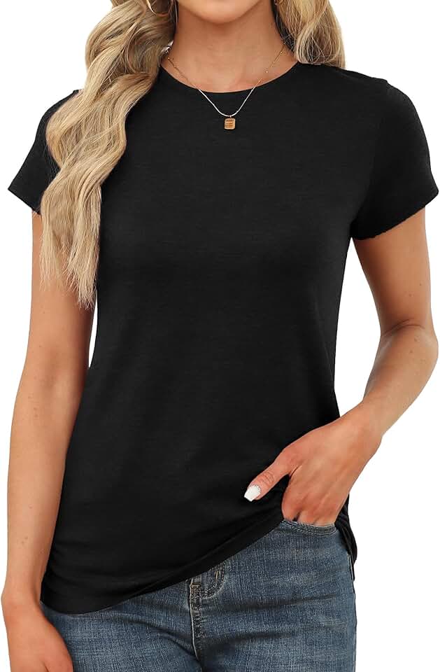 Women's Short Sleeve Summer T-Shirt with Round Neck