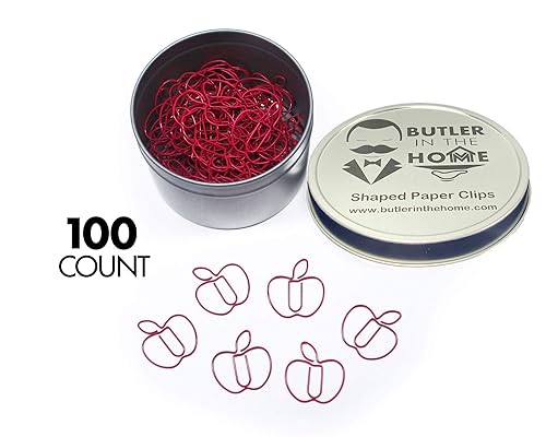 Fruit-shaped paper clips in round tin, 100 pieces