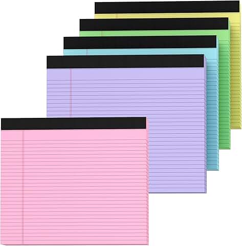 Set of five 11x9.5 inch college-ruled notepads with perforated pages