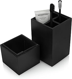Elegant Matte Black Bathroom Toothbrush and Toothpaste Holder