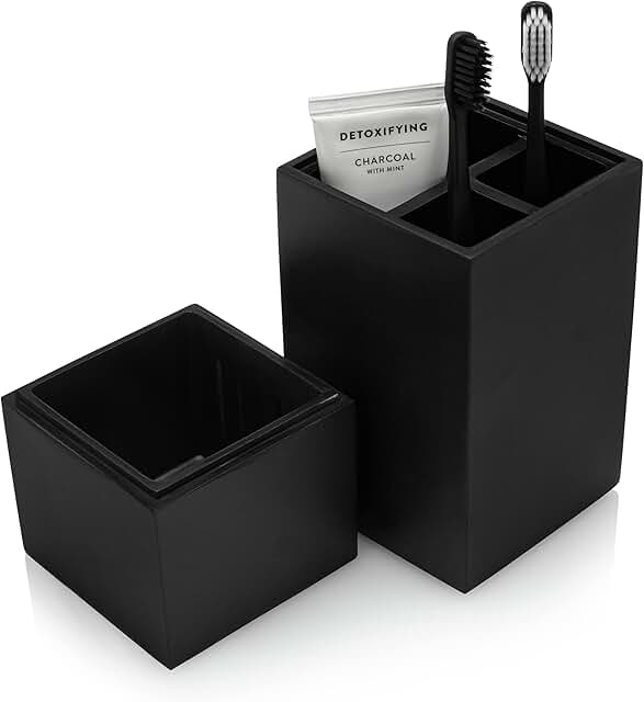 Elegant Matte Black Bathroom Toothbrush and Toothpaste Holder