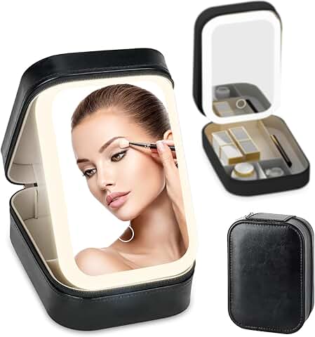 Portable Makeup Case with Lighted Mirror for Women
