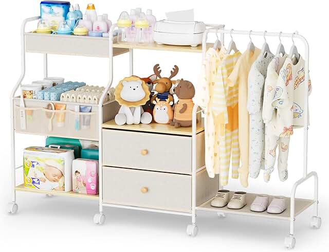 3-Tier Baby Diaper Caddy with Hanging Rack
