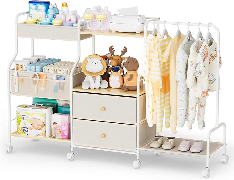 3-Tier Baby Diaper Caddy with Hanging Rack