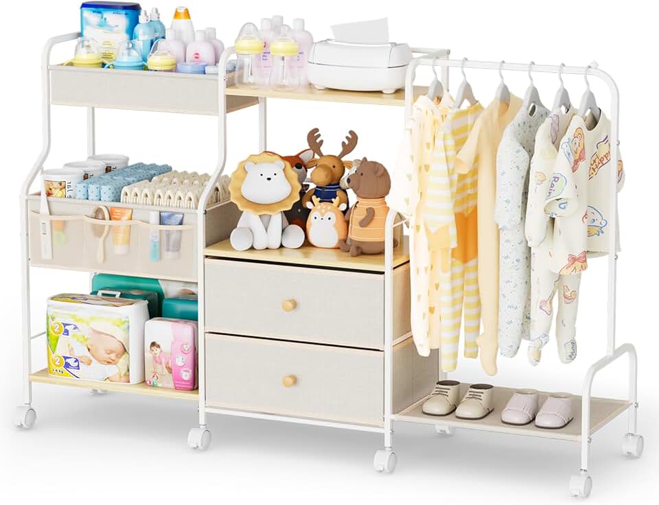 3-Tier Baby Diaper Caddy with Hanging Rack