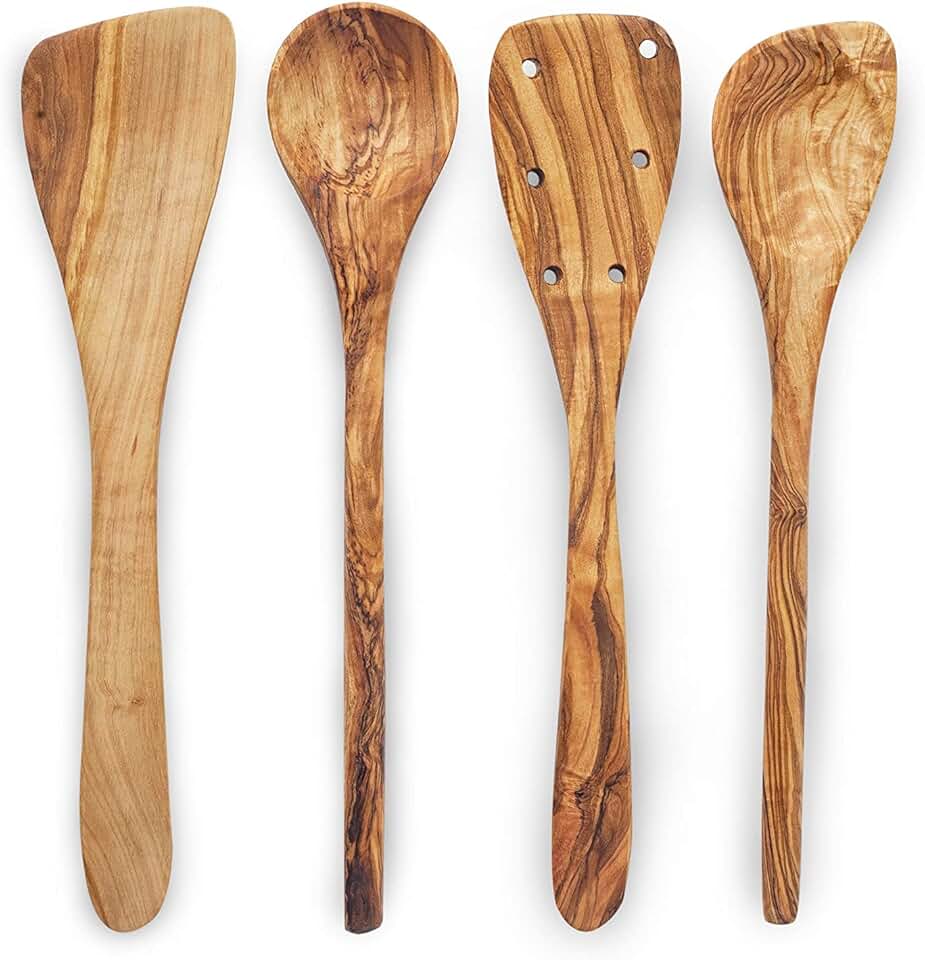 Olive Wood Cooking Utensil Set, 4 Pieces