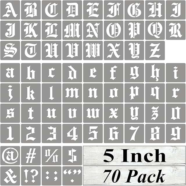 5 Inch Alphabet Letter Stencils Pack for Painting