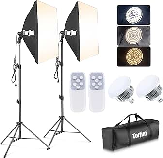 Softbox Photography Lighting Kit with 2 Soft Boxes and LED Bulbs