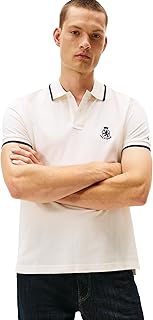 Men's Short Sleeve Casual Polo Shirt with Crest Design