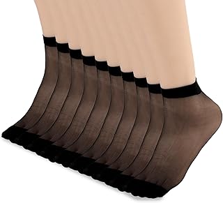 10 Pairs Sheer Nylon Ankle Socks for Women and Girls