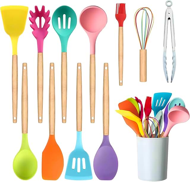 12-Piece Colorful Silicone Kitchen Utensil Set