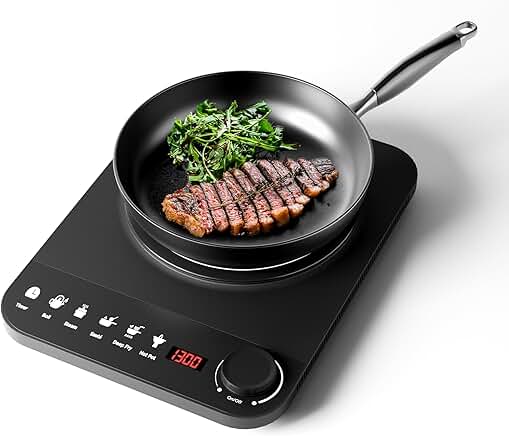 Portable 1300W Induction Cooktop with 5 Modes and Touch Control