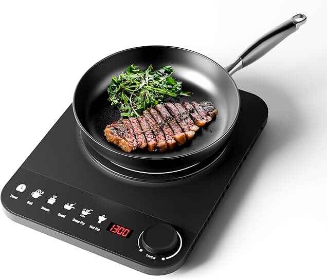 Portable 1300W Induction Cooktop with 5 Modes and Touch Control