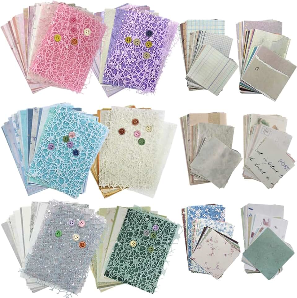 Vintage & Mesh Textured Scrapbook Paper Set, 516 Sheets