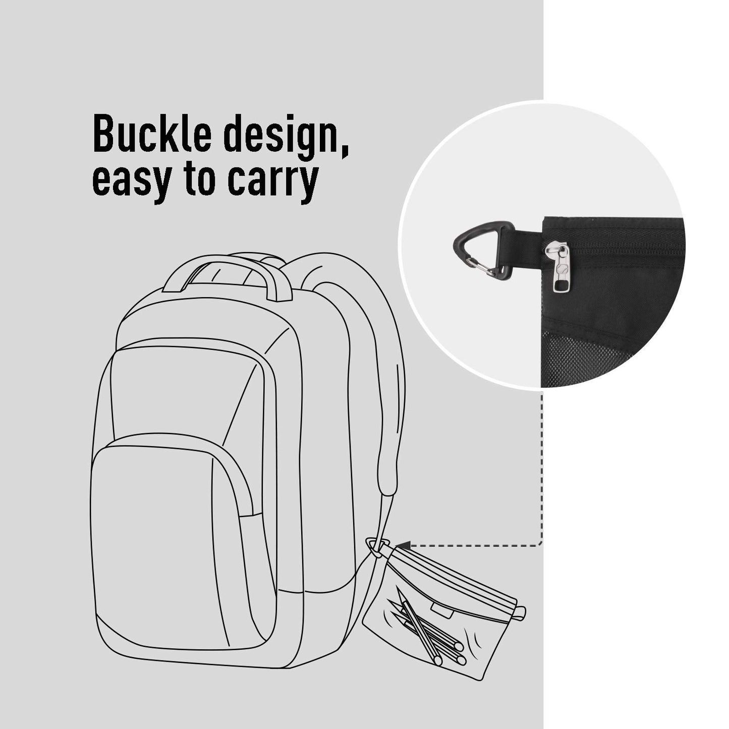 Large water-resistant mesh zipper pouch for storage and travel