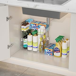 Rotating 2-Tier Adjustable Storage Rack for Under Sink