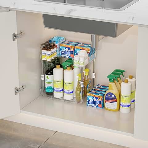 Rotating 2-Tier Adjustable Storage Rack for Under Sink