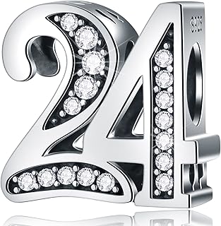 Number birthday charms for bracelets with CZ stones