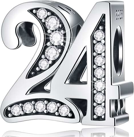 Number birthday charms for bracelets with CZ stones