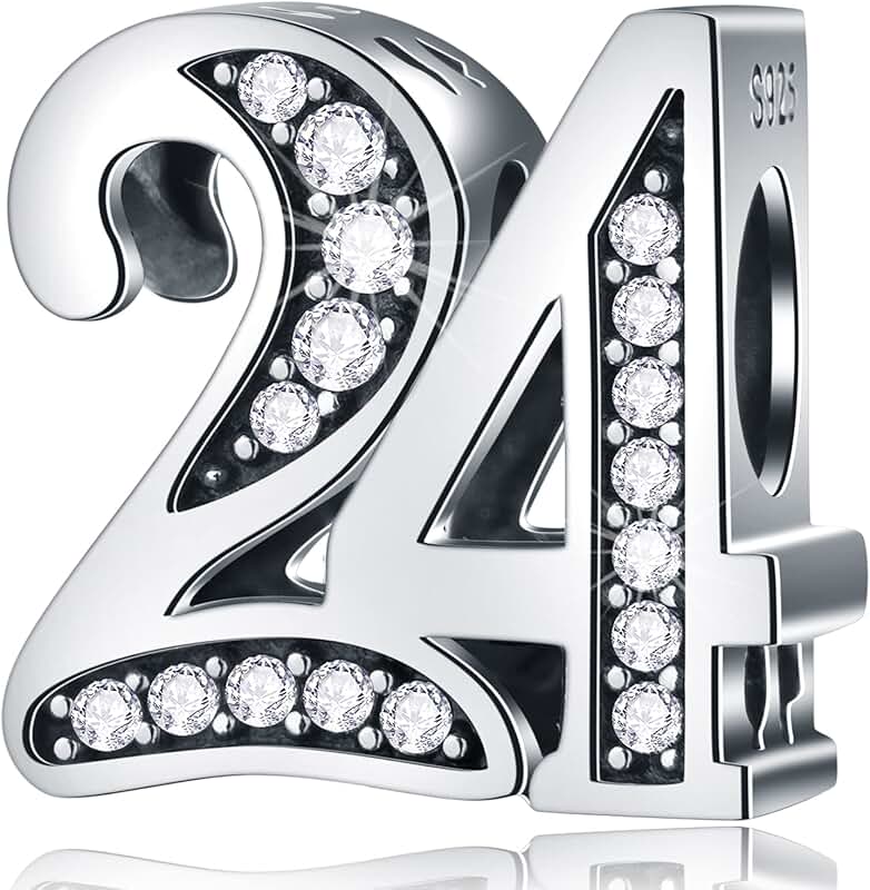 Number birthday charms for bracelets with CZ stones