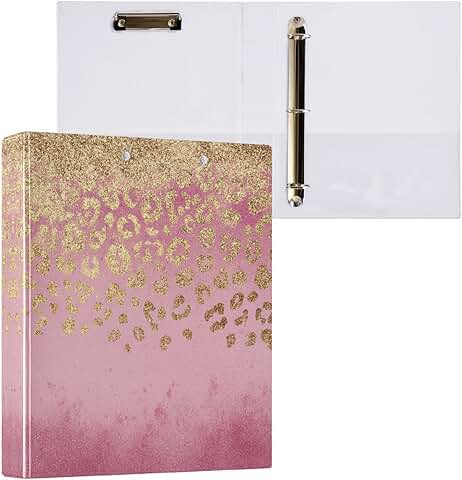 3-Ring Binder with Gold Leopard Print, 1.5 Inch