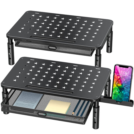 Monitor Stand Riser with Metal Drawer, 3 Height Adjustable for Computer and Laptop