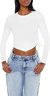 Women's Ruched Drawstring Crop Top