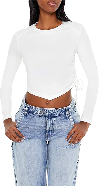 Women's Ruched Drawstring Crop Top