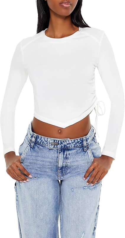 Women's Ruched Drawstring Crop Top