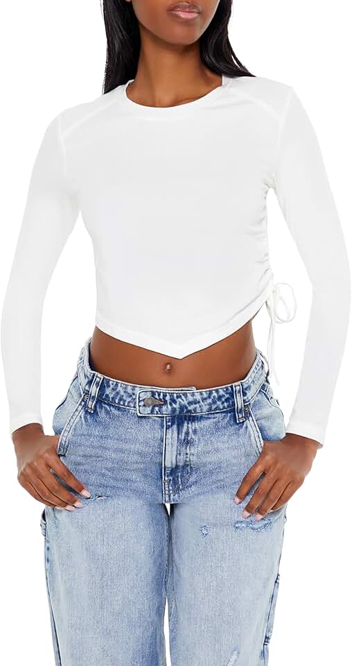 Women's Ruched Drawstring Crop Top