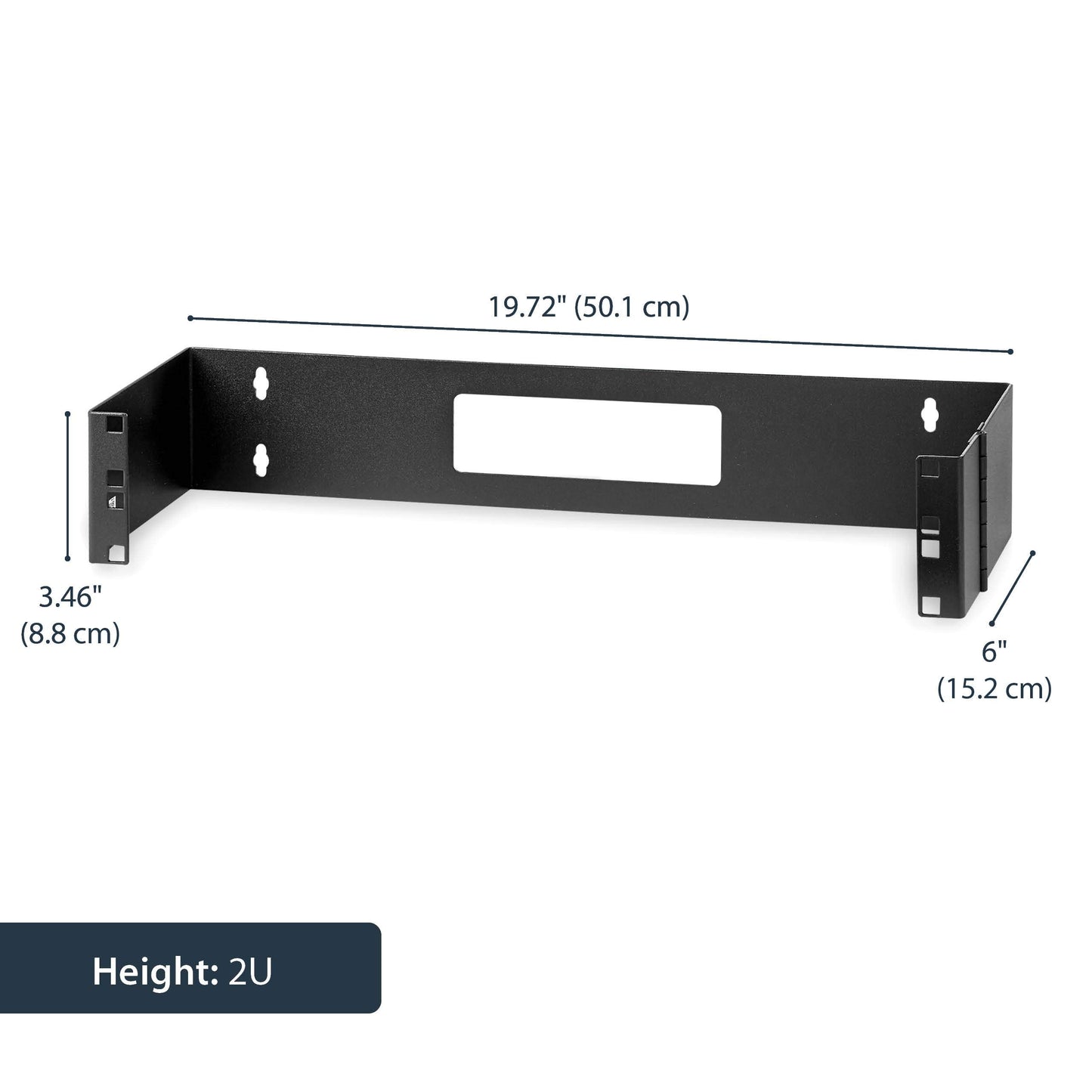 .com 2U Hinged Wall Mount Patch Panel Bracket - 6 inch Deep - 19" Patch Panel Swing Rack for Shallow Network Equipment- 22lbs (WALLMOUNTH2)