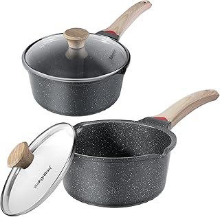 Ceramic Nonstick Saucepan Set, 2QT & 3QT with Pour Spouts