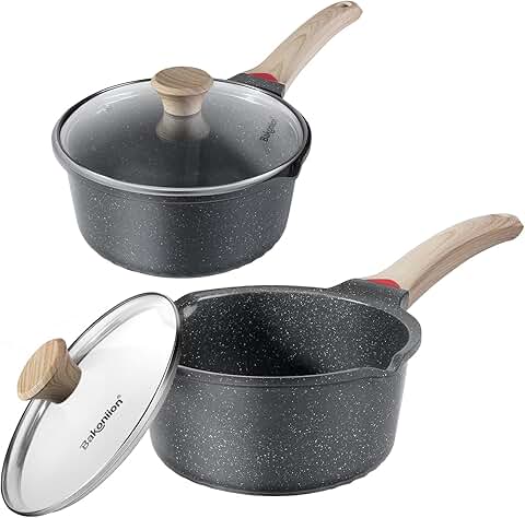 Ceramic Nonstick Saucepan Set, 2QT & 3QT with Pour Spouts