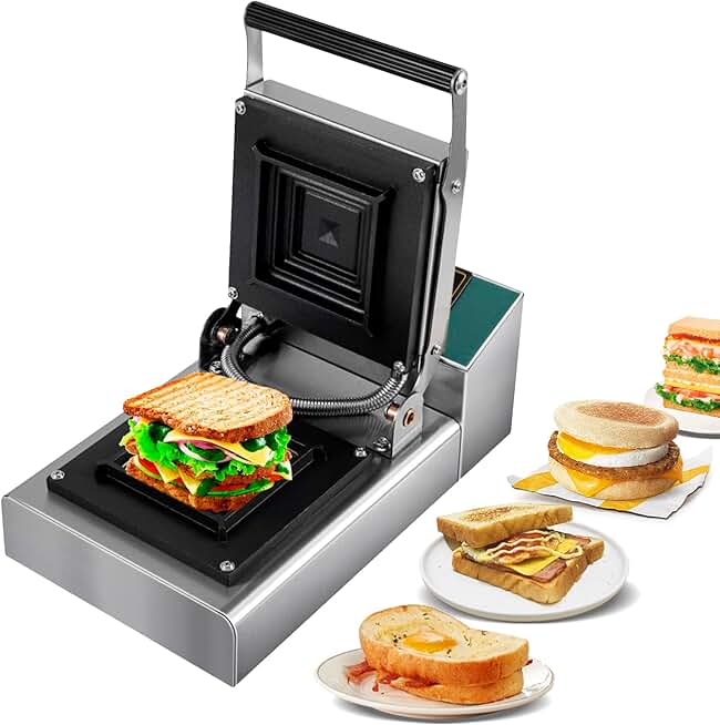 Sandwich Maker with Indicator Lights and Non-Stick Surface