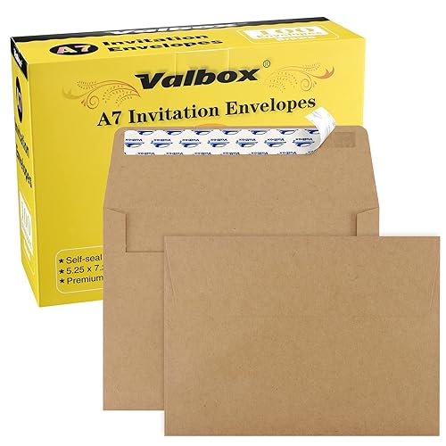 Set of 100 brown kraft envelopes for 5x7 cards