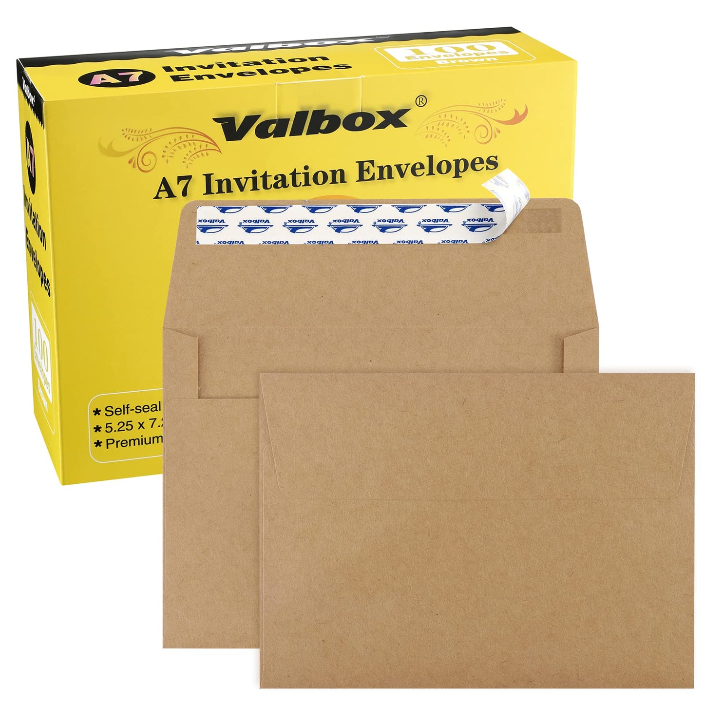 Set of 100 brown kraft envelopes for 5x7 cards