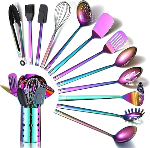 Rainbow 13-Piece Stainless Steel Kitchen Utensils Set
