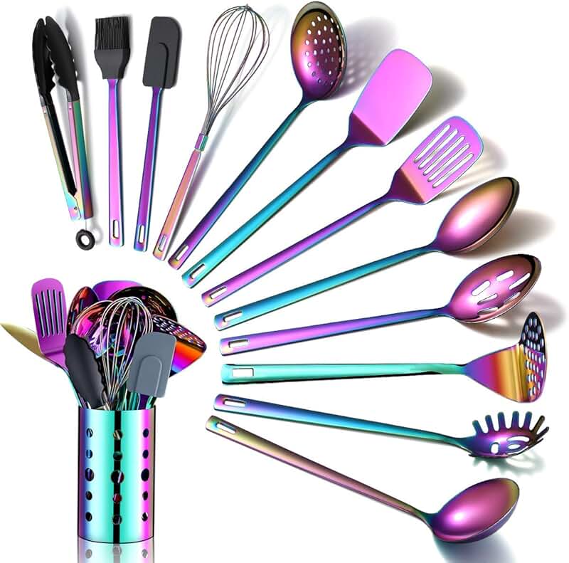 Rainbow 13-Piece Stainless Steel Kitchen Utensils Set