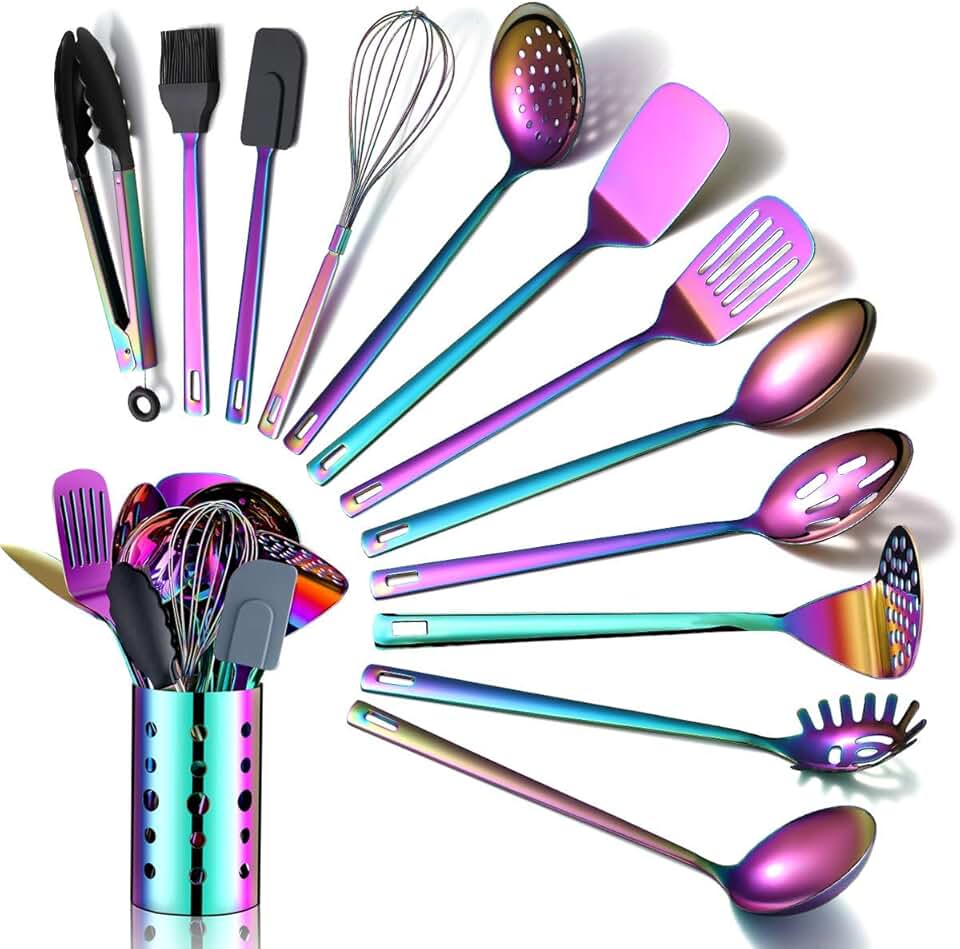 Rainbow 13-Piece Stainless Steel Kitchen Utensils Set