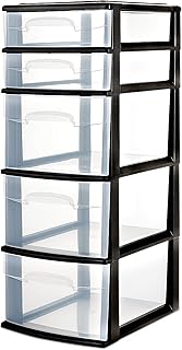 5-Tier Clear Plastic Storage Drawer Tower