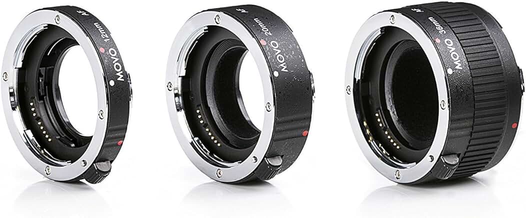 3-Piece AF Chrome Macro Extension Tube Set for Sony Alpha