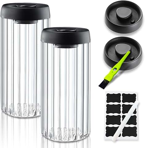 Set of 2 Clear Glass Coffee Canisters with Lids