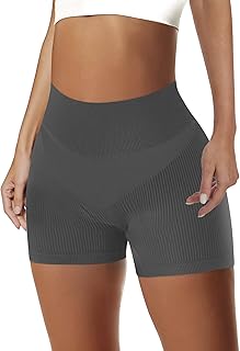 High Waist Seamless Ribbed Workout Shorts for Women