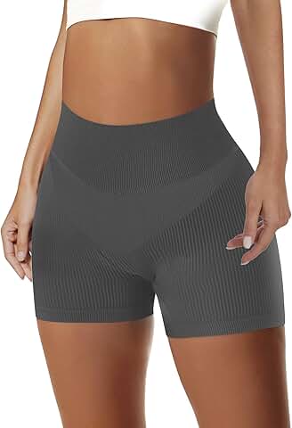 High Waist Seamless Ribbed Workout Shorts for Women